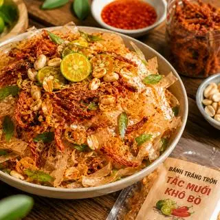 Hình ảnh Bánh Tráng Trộn Muối Tắc Bò Khô
