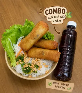 Hình ảnh Combo bún chả giò nhân tôm thịt - 1 chai nước sâm