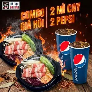 Hình ảnh Combo: 2 mì cay bò Mỹ - 2 ly Pepsi 360ml
