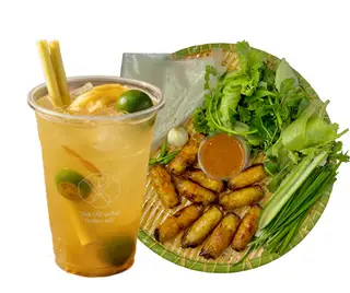 Hình ảnh Tiết kiệm thêm 9K - Combo chả cuốn cá trích + 1 ly trà tắc sả gừng