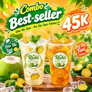 Hình ảnh Combo best-seller 2 ly dừa tắc tươi & trà tắc 700ml