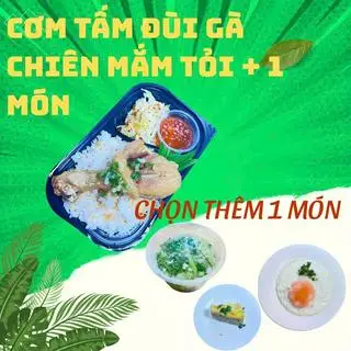 Hình ảnh Cơm Tấm Đùi Gà Chiên Mắm Tỏi + 1 Món
