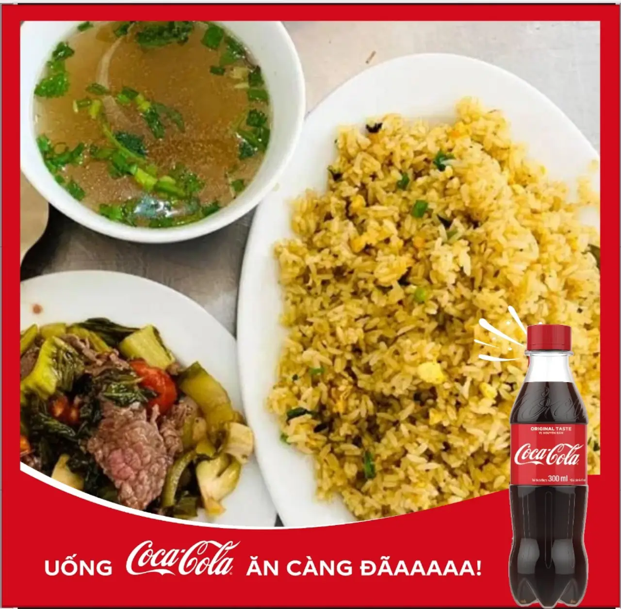 Hình ảnh Cơm rang dưa bò + Coca/sprite