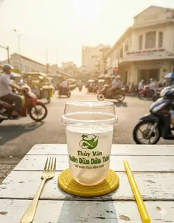 Hình ảnh Ly Nước Dừa Dứa Tươi với Cơm Dừa Dứa Tươi. Ly 450ml.