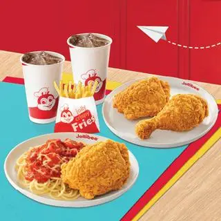 Hình ảnh 3 Gà Giòn Vui Vẻ + 1 Mì Ý Jolly + 1 Khoai tây chiên vừa + 2 Nước ngọt vừa