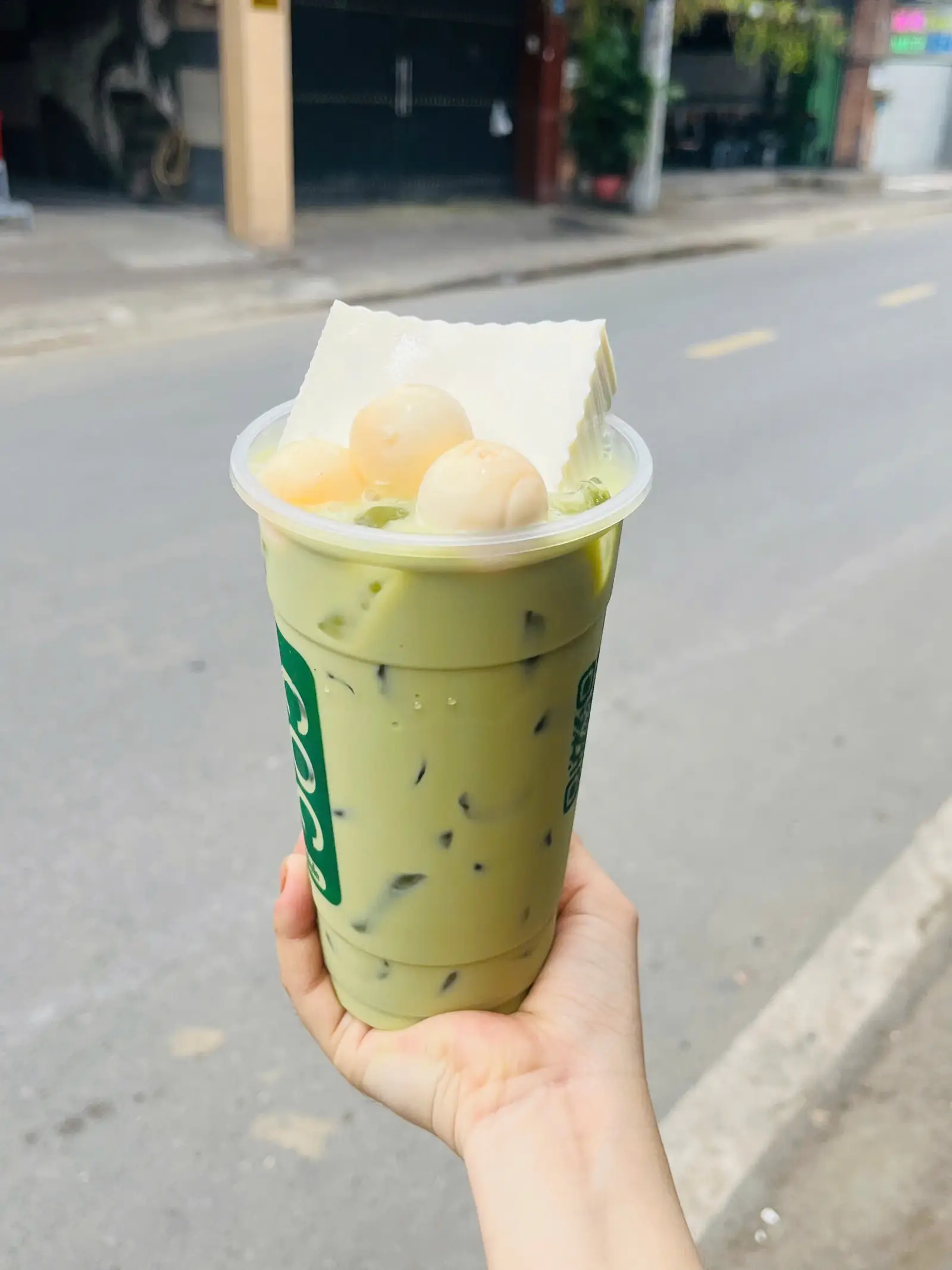 Hình ảnh trà sữa phô mai miếng 