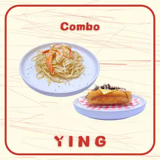 Hình ảnh 1 Mì Ý Tôm Xốt Kem + 1 Roll Bò Tiêu Đen