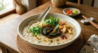 Hình ảnh Cháo yến mạch trứng bách thảo