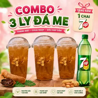 Hình ảnh COMBO 3 LY ĐÁ ME tặng 1 CHAI 7UP 