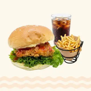 Hình ảnh Burger - khoai size vừa - 1 nước ngọt
