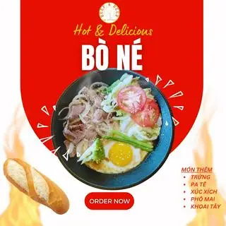Hình ảnh Bò Né + Bánh Mì - Sizzling beef steak + bread