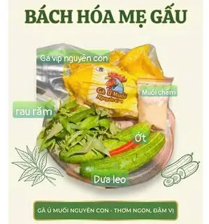 Hình ảnh Gà ta VIP loại 1 ủ muối ,Nguyên con có đầy đủ đầu, chân và mề.Kèm muối chấm ngon và rau.