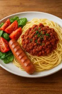 Hình ảnh Mì ý bò bằm xúc xích