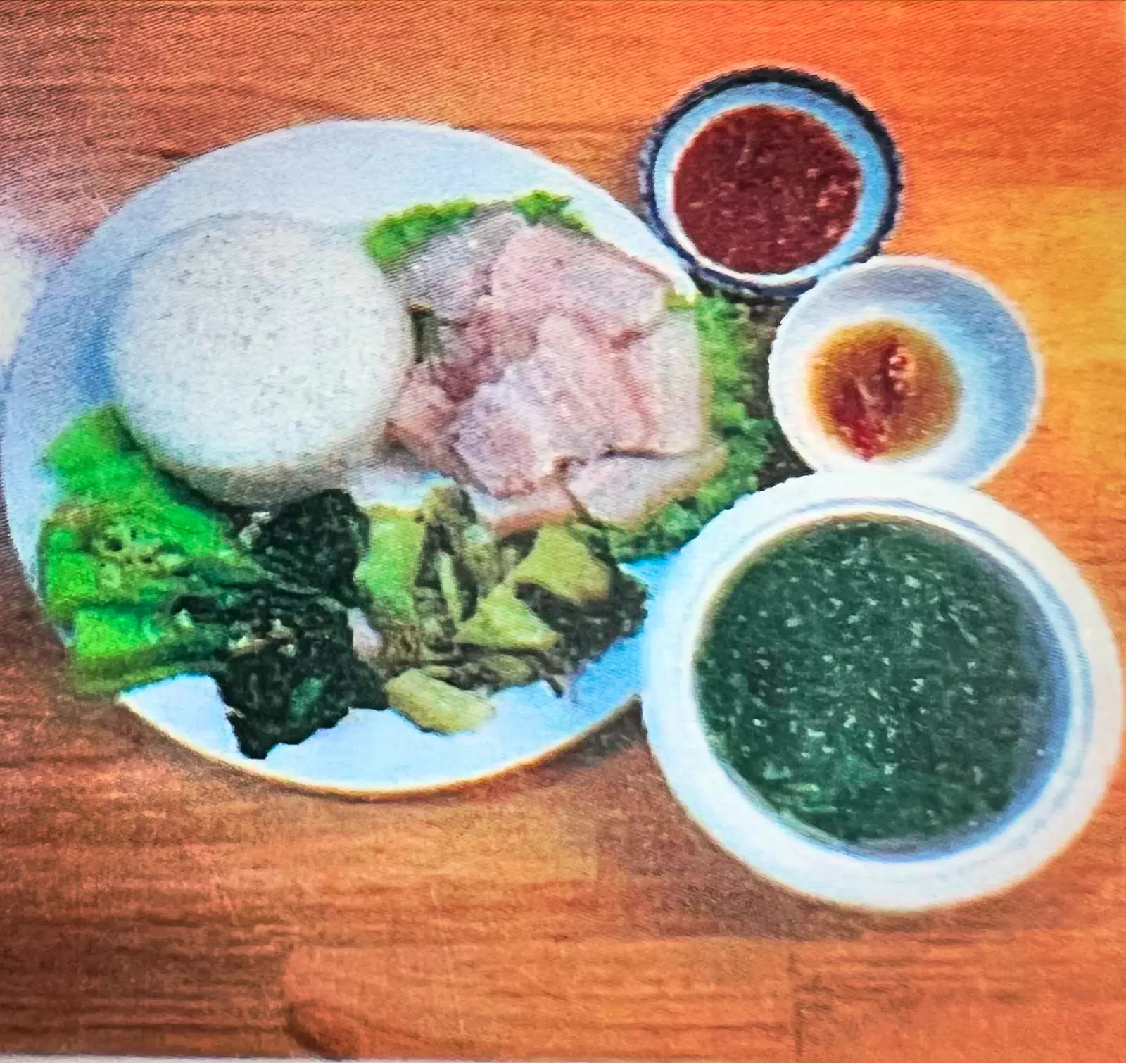 Hình ảnh Cơm thịt ba chỉ luộc mắm tép