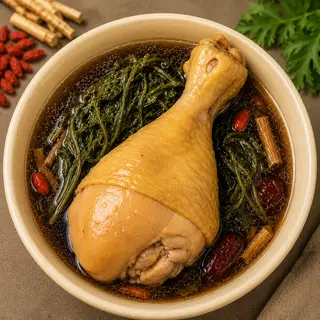 Hình ảnh Mì gà tần đùi lớn