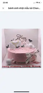 Hình ảnh bánh sinh nhật mẫu túi chanel hồng (bánh cho 5,6 người ăn )