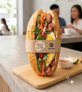 Hình ảnh Bánh Mỳ Trứng Xúc Xích