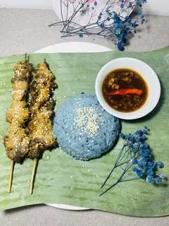 Hình ảnh Xôi đậu biếc thịt nướng