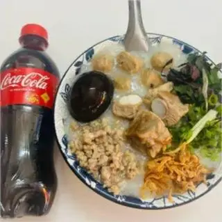 Hình ảnh Combo cháo sườn+bò viên+trứng bắc thảo+coke