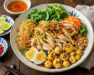 Hình ảnh miến trộn  gà xe trung non