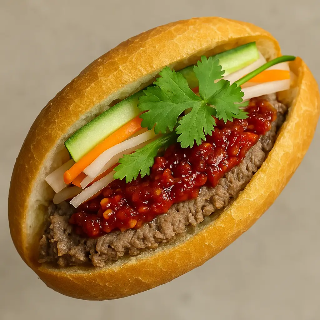 Hình ảnh Bánh mì pate - ớt rim