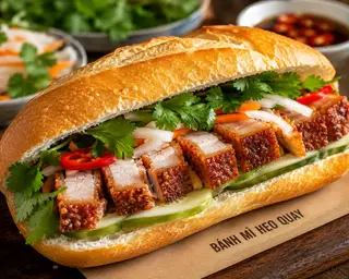 Hình ảnh bánh mì heo quay 