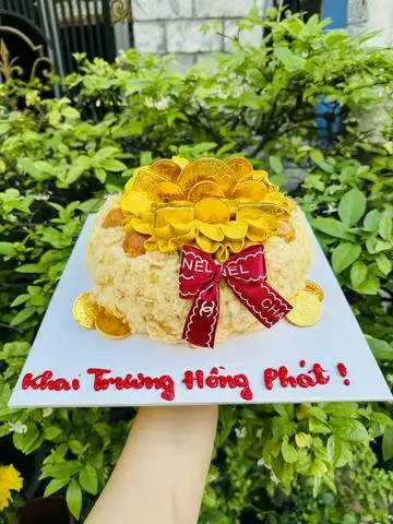 Hình ảnh Bánh bông lan trứng muối hủ vàng/túi tiền khai trương