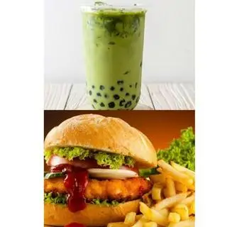 Hình ảnh HAMBURGER BÒ+TRÀ SỮA THÁI