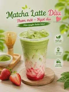 Hình ảnh Matcha latte dâu