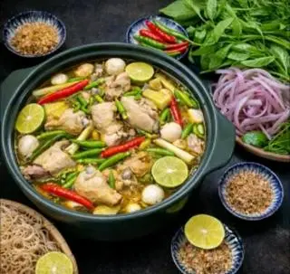Hình ảnh Lẩu Gà chanh ớt và Rau lang
