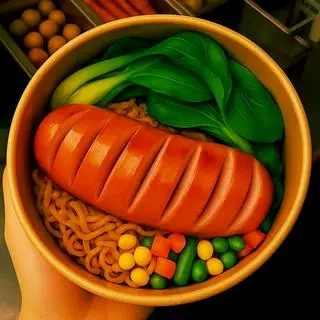 Hình ảnh mì trộn xúc xích 