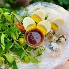 Hình ảnh bánh tráng chấm nhà làm trứng gà vữa đặc 
