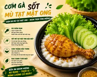Hình ảnh Cơm thố gà  giòn sốt mù tạt mật ong