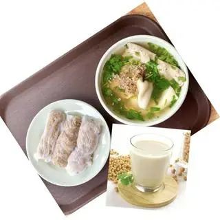 Hình ảnh Suất Bánh Cuốn Trứng Giò Cao Bằng+1 sữa đậu