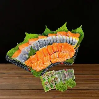 Hình ảnh Set sashimi 400g cá hồi Nauy - 1 thanh cá trích ép trứng Nhật Bản cho 4 người
