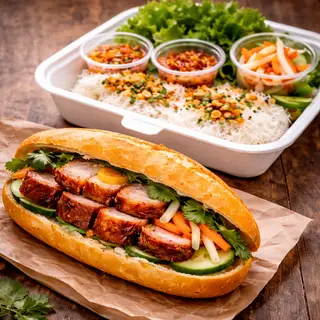 Hình ảnh 1 Bánh mì + 1 Bánh hỏi -- Tặng 1 nước 