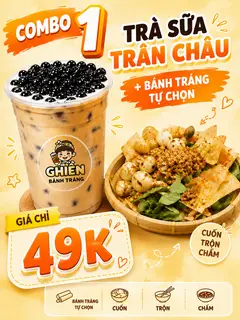 Hình ảnh Combo Trà Sữa Trân Châu + Bánh Tráng Tự Chọn
