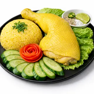 Hình ảnh Cơm Chiên Đùi Gà Gốc Tư Luộc ( chấm muối tiêu chanh)