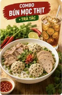 Hình ảnh Combo bún mọc thịt + Trà tắc