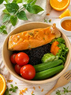 Hình ảnh Cơm cá hồi xốt kem chanh