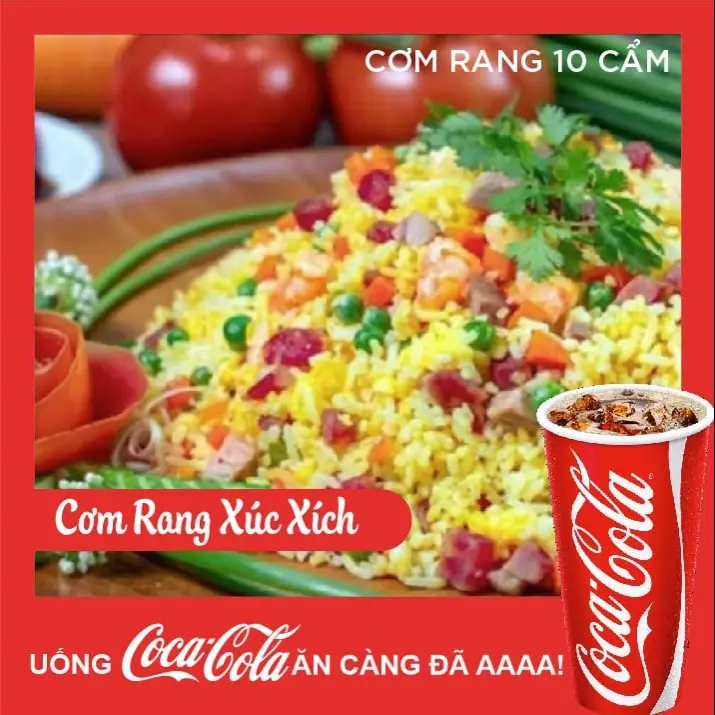 Hình ảnh cơm rang xúc xích + coca