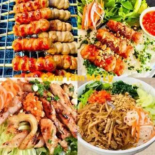 Hình ảnh bún thịt nướng nem lụi mỡ  chày