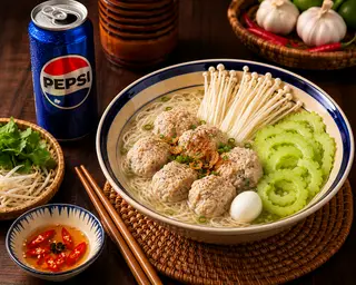 Hình ảnh Combo tô thường+ pepsi/ 7 up/ xá xị
