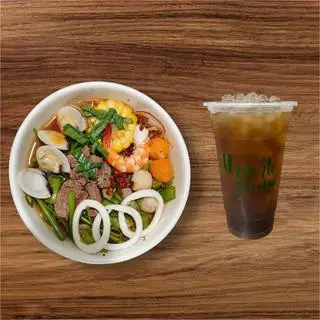 Hình ảnh COMBO 1 Bún Thái Cay Siêu Topping + 1 Hồng Trà Trân Châu
