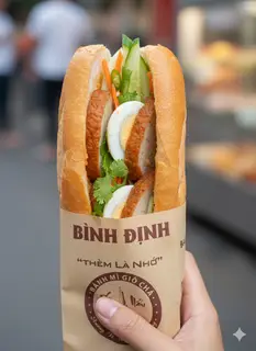 Hình ảnh Bánh mì chả cá trứng luộc