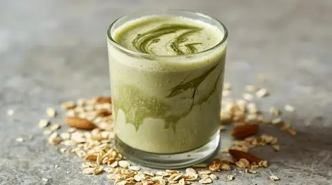 Hình ảnh Matcha latte hạnh nhân