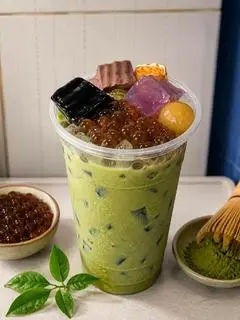 Hình ảnh Trà sữa thái xanh full topping 