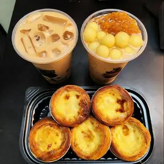 Hình ảnh Combo 5 bánh trứng eggtart + trà sữa pho mai
