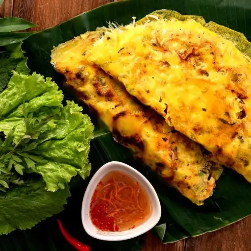 Hình ảnh Bánh xèo thuần chay cỡ lớn - vegan crispy Vietnamese crepes