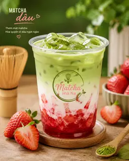Hình ảnh Matcha latte dâu 